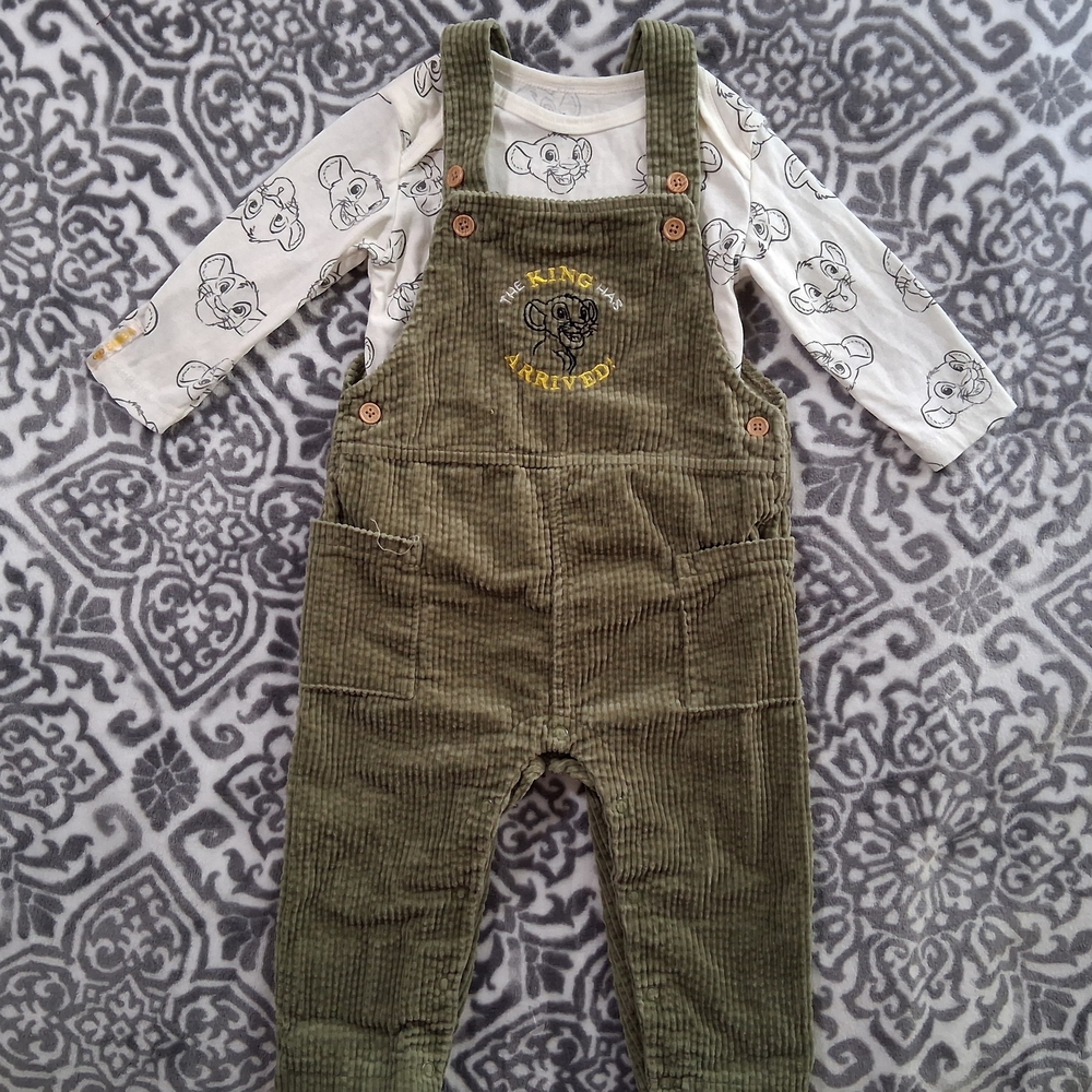 Disney Olive Green Corduroy Overalls